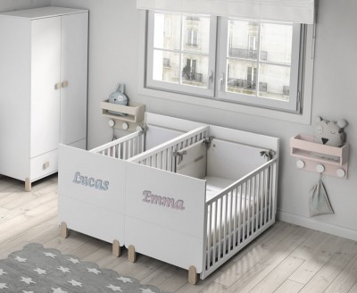 Chambre bébé avec lit évolutif jumeaux - Meubles Ros - UNNIQ Habitat